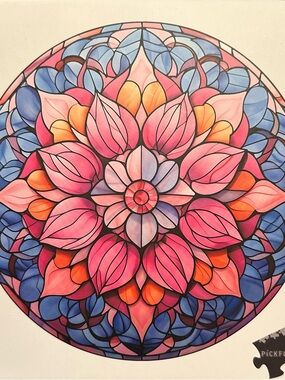 PICKFORU Stained Glass Mandala Floral Puzzle - 1000 pieces -